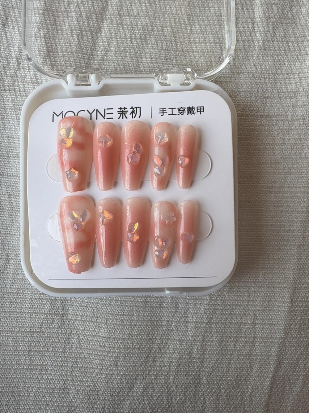 MOCYNE Marbled Press-On Nails with Iridescent Gems - 24 Nails + Prep Items - Picture 5 of 5